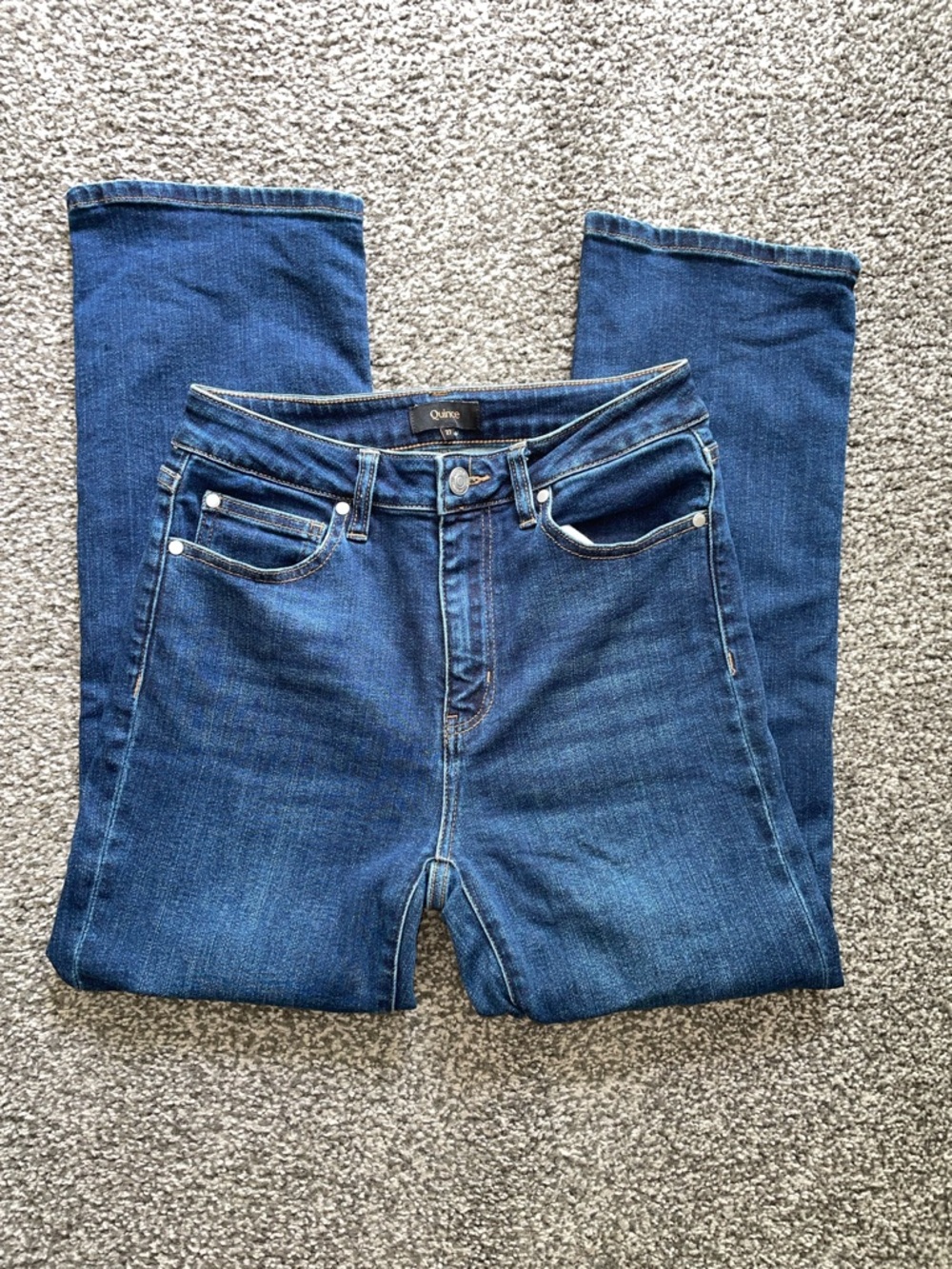 Quince Women’s Organic Cotton High Rise Straight Leg Denim Jeans Size 27